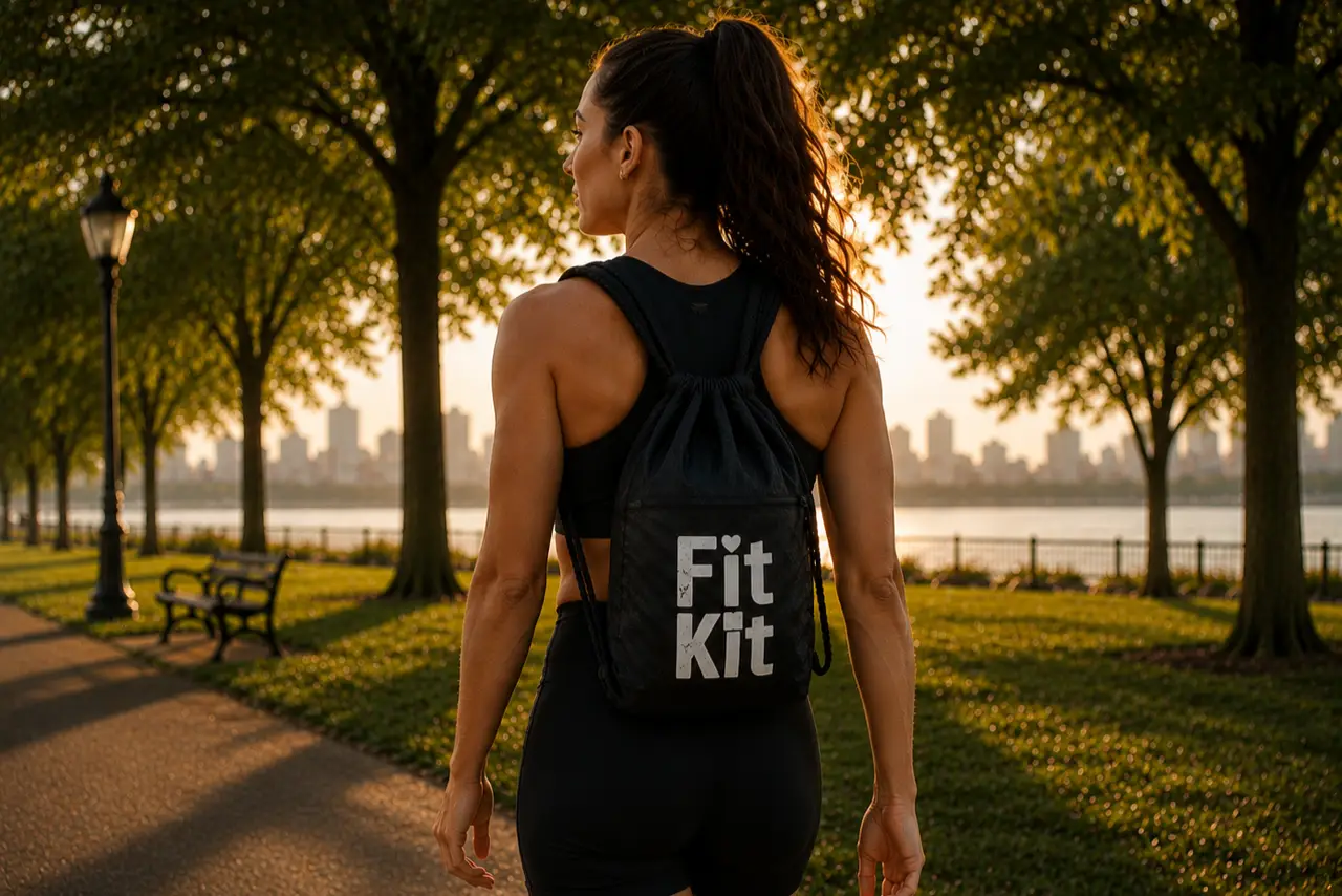 Athletic woman with Fit Kit backpack