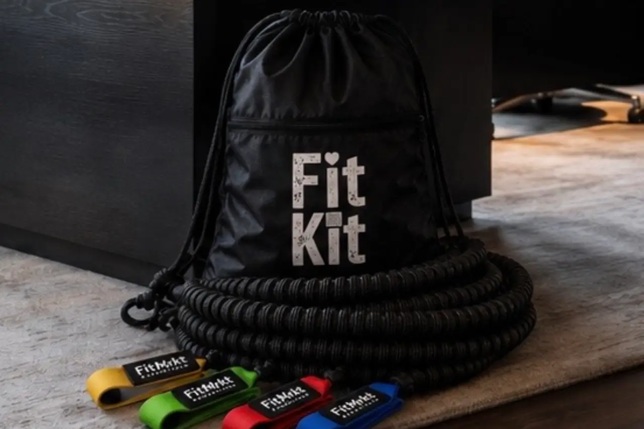 Fit Kit bag, battle rope, resistance bands